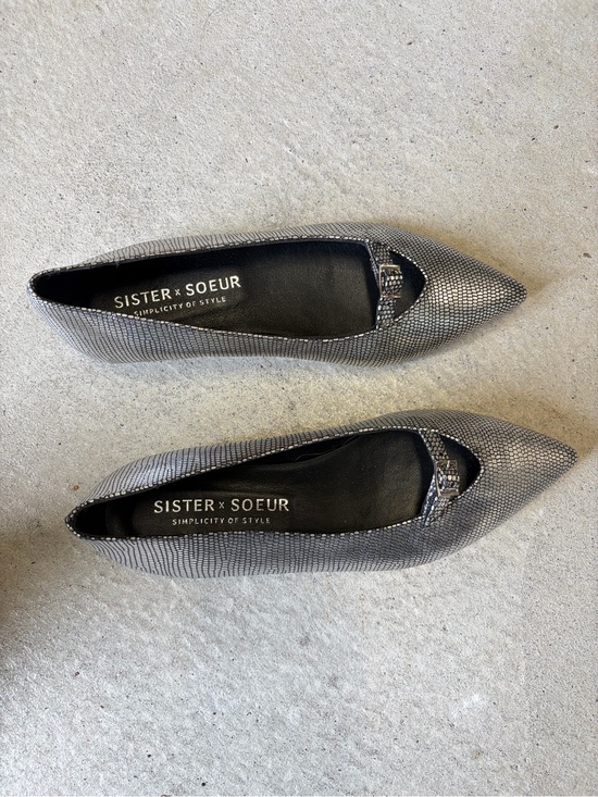Sister Soeur Shoes - Bass by Sister Soeur Silver Pointed-Toe Textured Flats